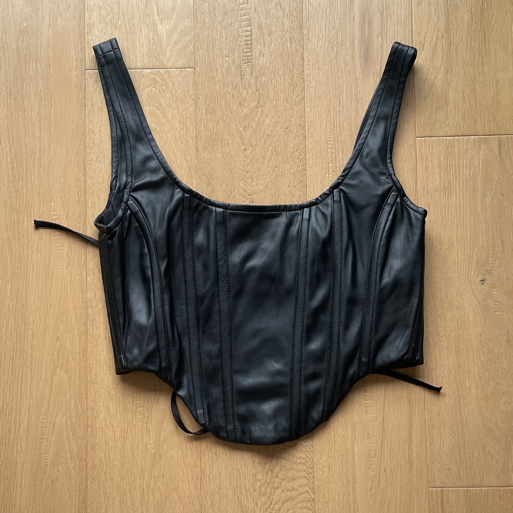 Black pleather Corset bustier Top